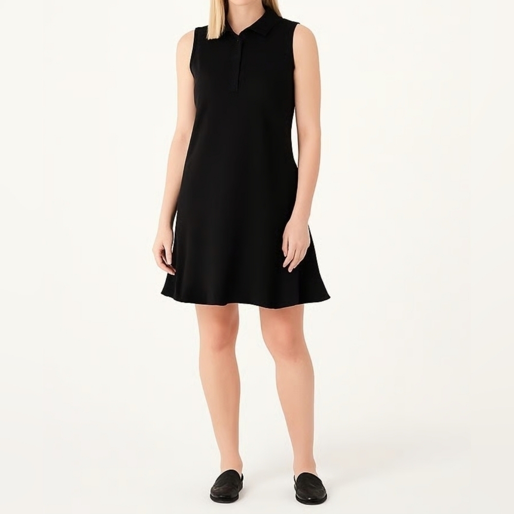 Isaac Mizrahi Live Sleeveless Black Polo Dress, Ruffle Hem, Women's Size XS NWOT